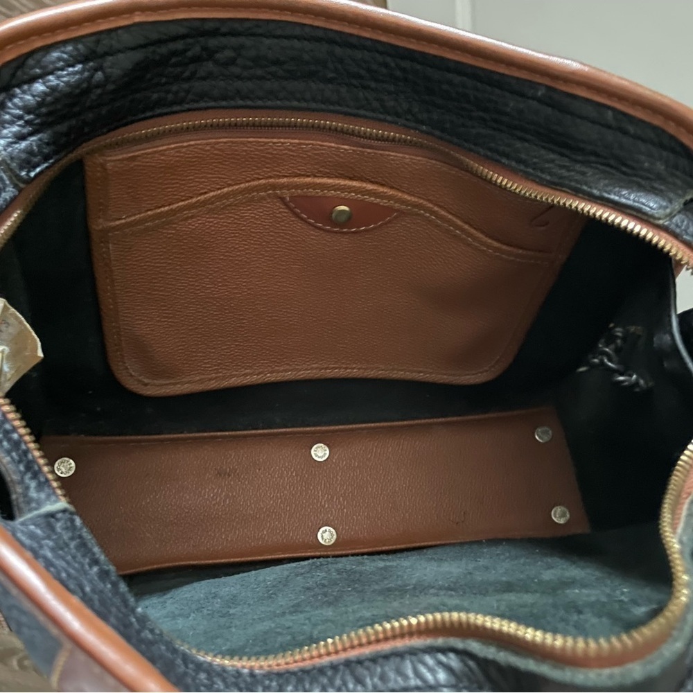 Dooney & Bourke Pebbled Leather All Weather Bag Dark Navy British Tan - Picture 8 of 14
